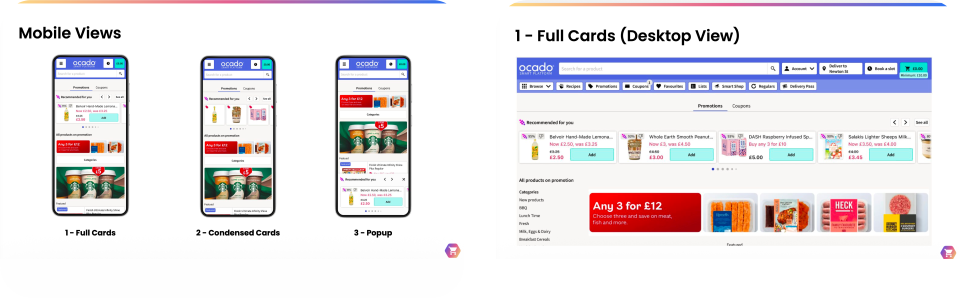 A picture of a grid of 2 images showing the candiates we testing and the final design.